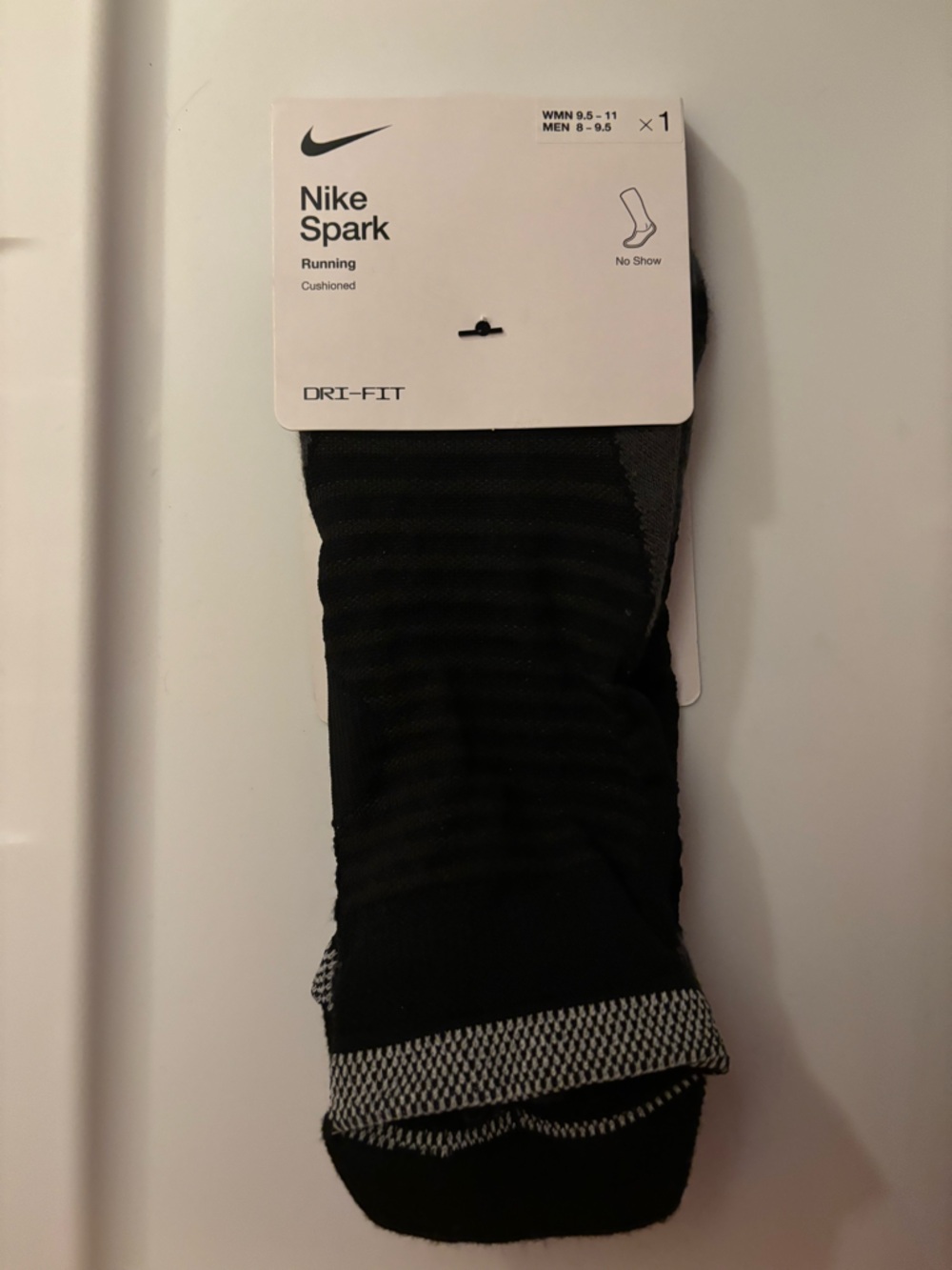 Nike Spark No-Show Running Socks - Black & Gray
